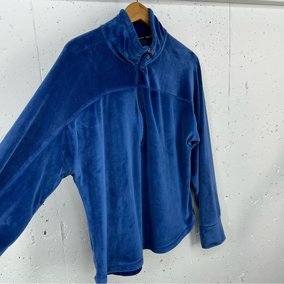 Juicy Couture Sport size XL Blue Velour 1/4 Zip Pullover Thumb Hole Sweatshirt - Picture 5 of 12